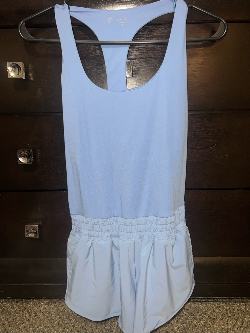 OFFLINE by Aerie Real Me Hot Stuff Athletic Romper Small Light Blue Periwinkle